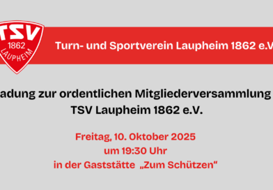 Einladung zur ordentlichen Mitgliederversammlung des TSV Laupheim 1862 e.V.