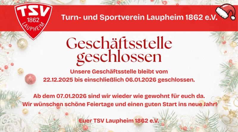 Geschäftsstelle macht Winterpause ❄️ Geschäftsstelle macht Winterpause ❄️